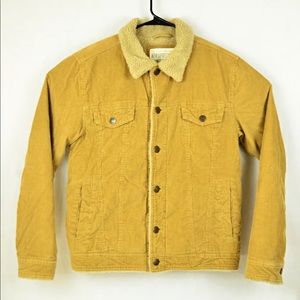 Aeropostale Men’s Corduroy Faux Sherpa Lined Trucker Jacket Button Front